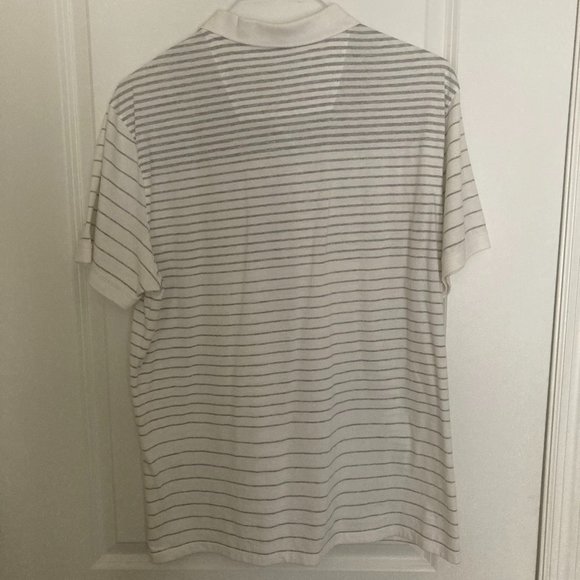 Calvin Klein Men's White and Grey Striped Short Sleeve Polo Shirt - Size XL - Picture 4 of 4